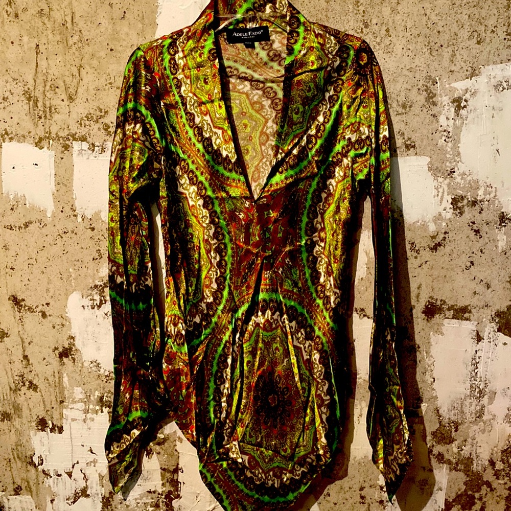 Adele Fado Silk Beautiful Print Blouse NeverUsed Made in Italy 🇮🇹